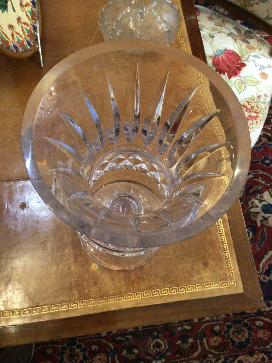 Vase Medicis  en cristal taillé de Sevres  36 cm signé-photo-1