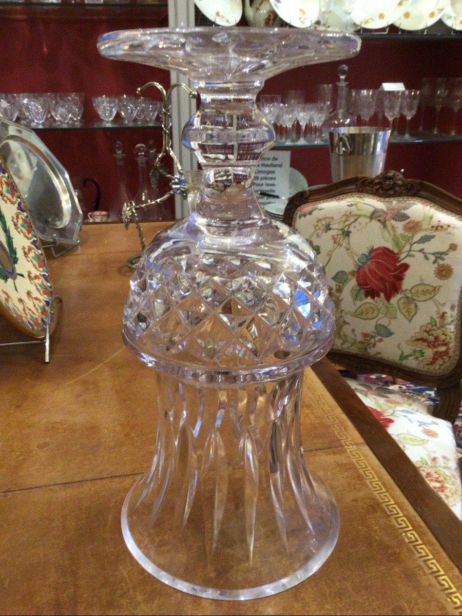 Vase Medicis  en cristal taillé de Sevres  36 cm signé-photo-5