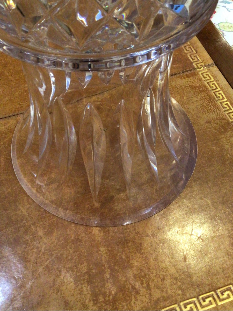 Vase Medicis  en cristal taillé de Sevres  36 cm signé-photo-7