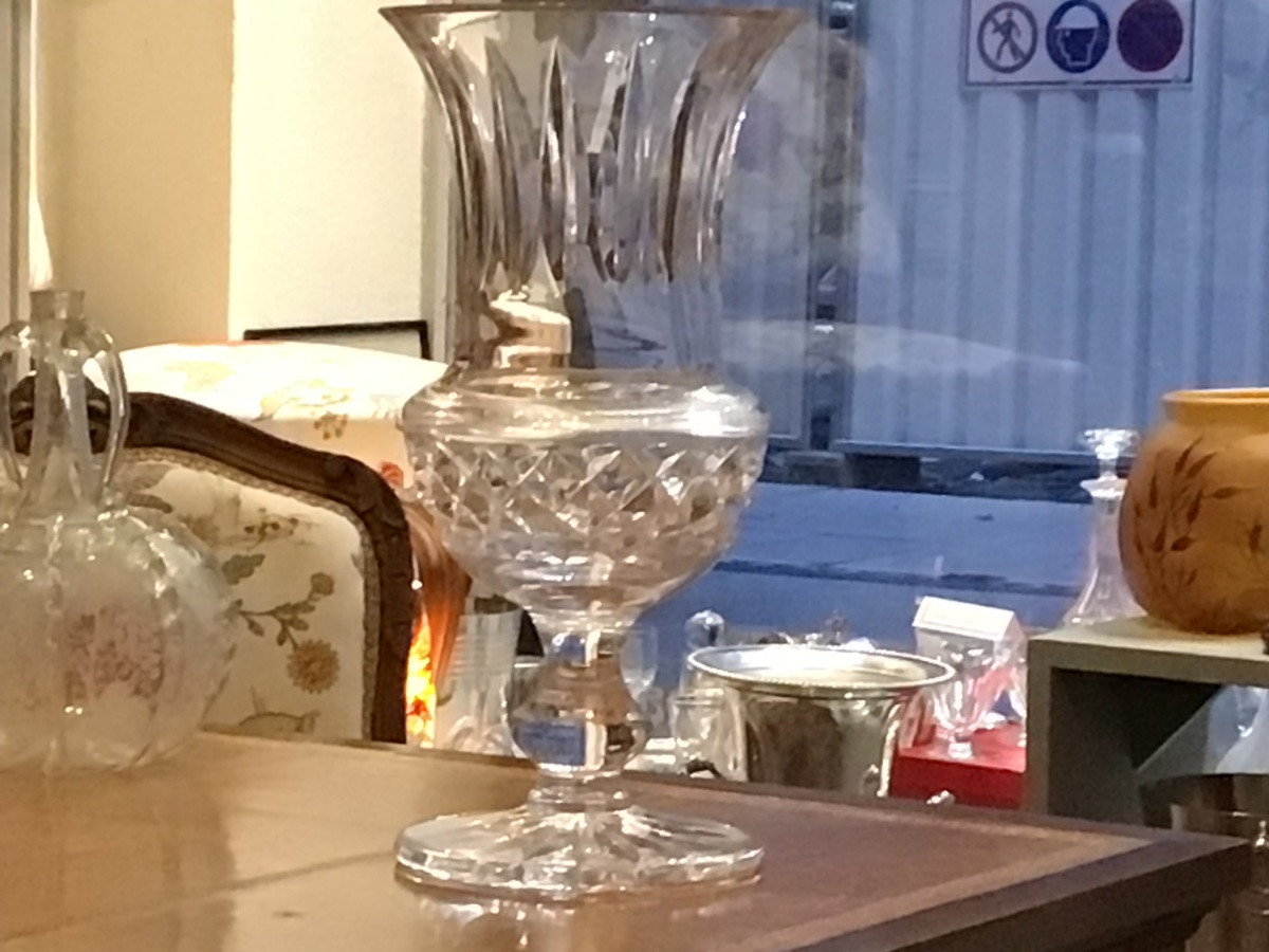 Vase Medicis  en cristal taillé de Sevres  36 cm signé-photo-8