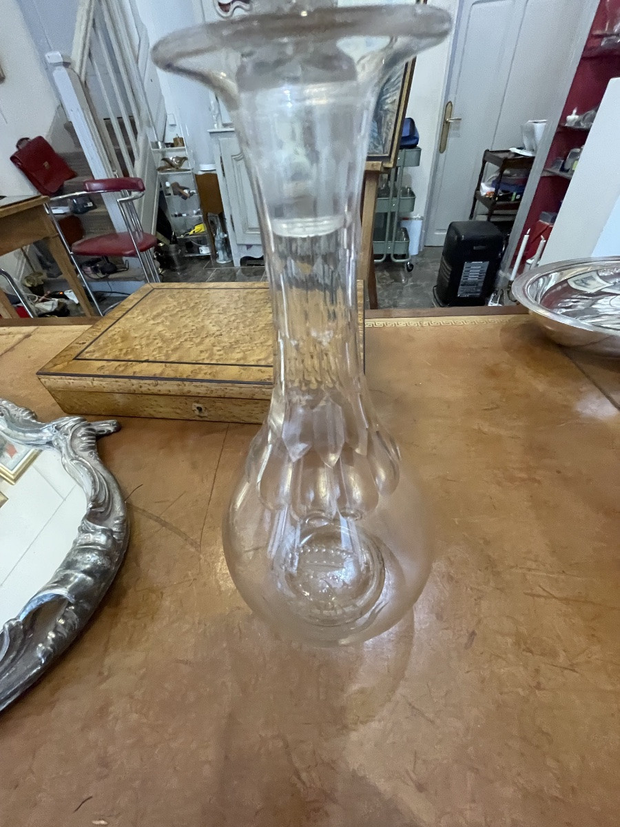 Carafe en cristal armorié, couronne comtale,chiffre, devise fin XIX eme début XX eme-photo-6