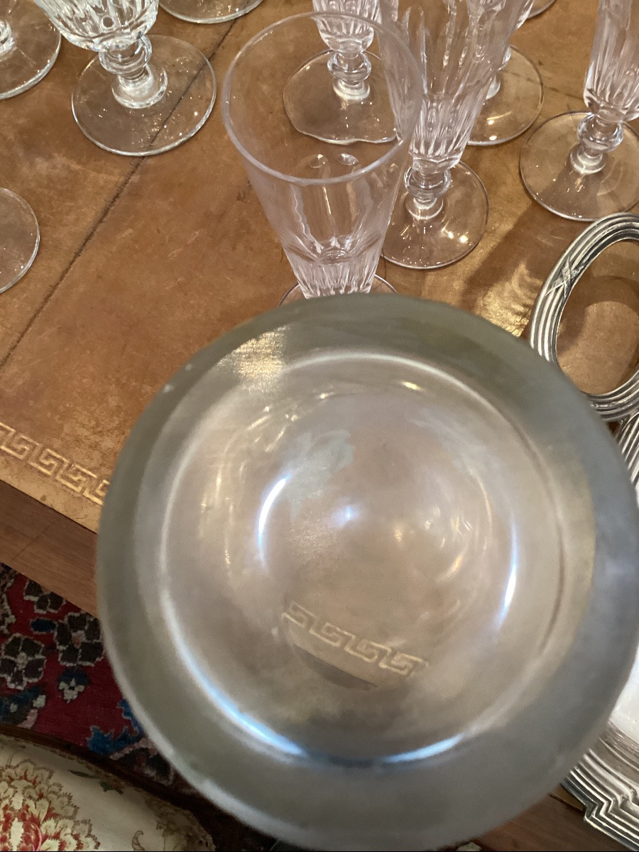 Vase émail sur fond de  verre givré d’epoque 1900-photo-4