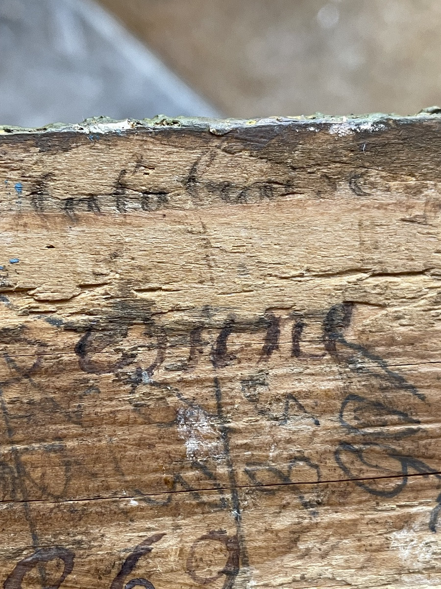  Couple de Calabrais en bois polychrome inscrit “ calabreses “datée 1869, signature illisible-photo-2