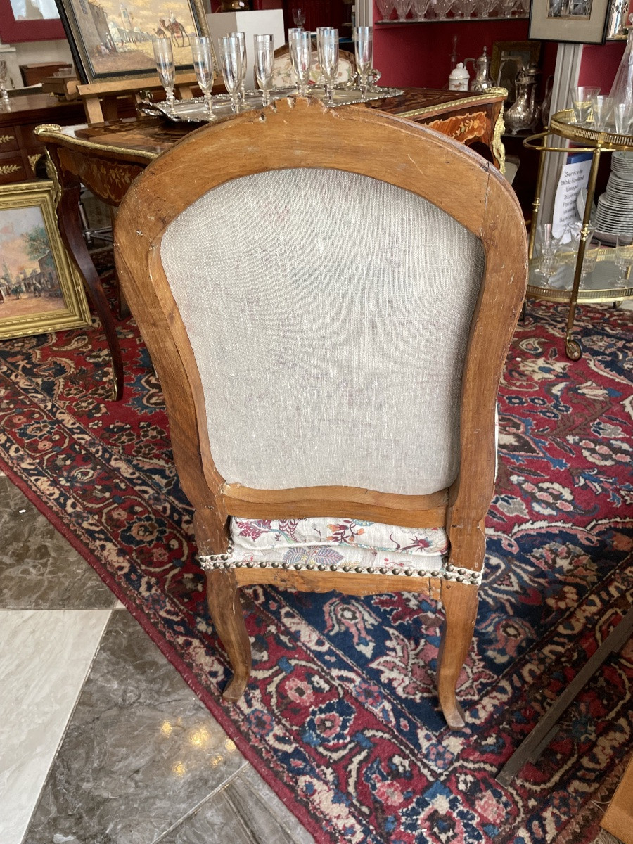 Suite de 6 chaises en noyer d’epoque XVIII eme de style Louis XV-photo-1