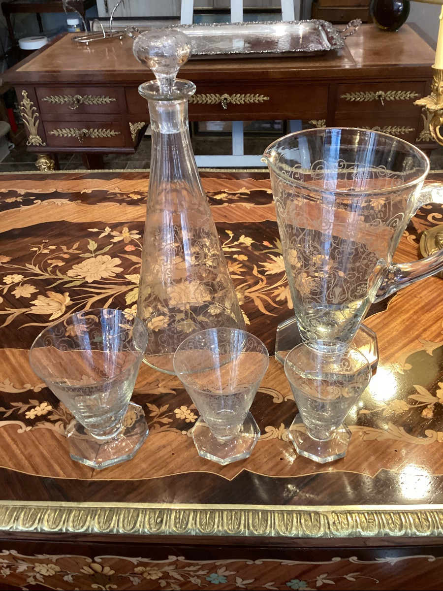 Suite Of Engraved Crystal Glasses-photo-2