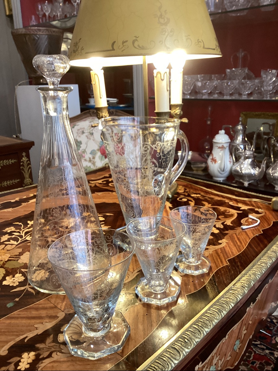 Suite Of Engraved Crystal Glasses-photo-3