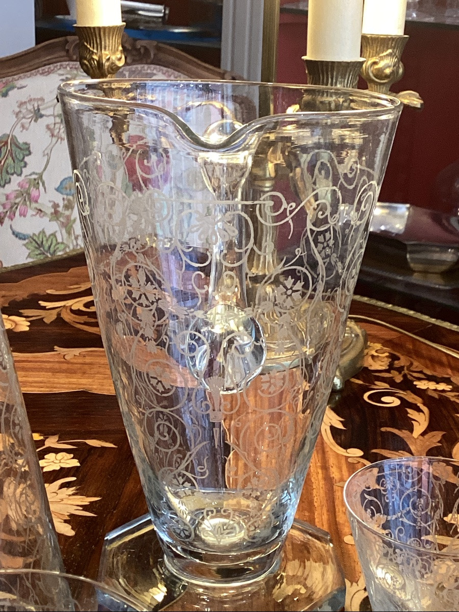 Suite Of Engraved Crystal Glasses-photo-4