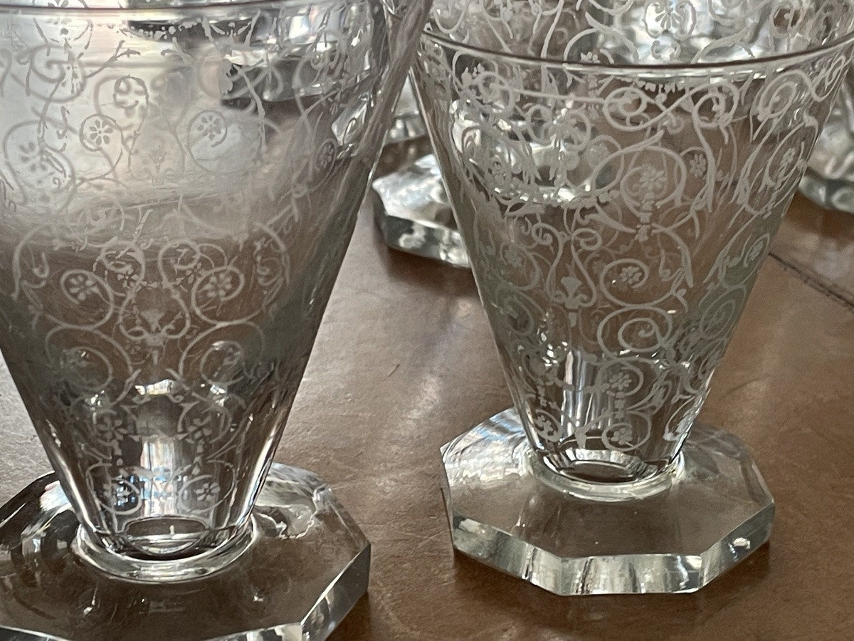 Suite Of Engraved Crystal Glasses-photo-7