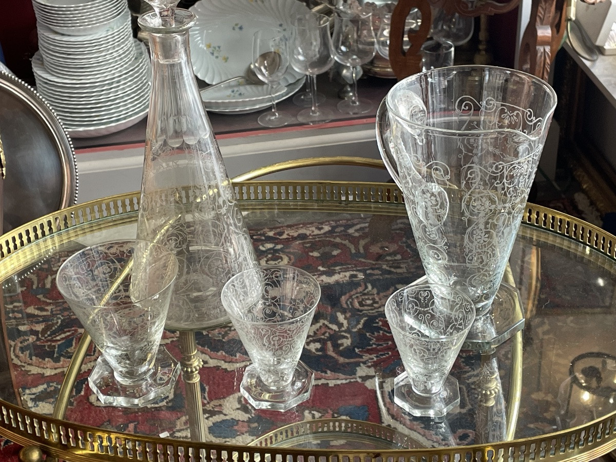 Suite Of Engraved Crystal Glasses-photo-8