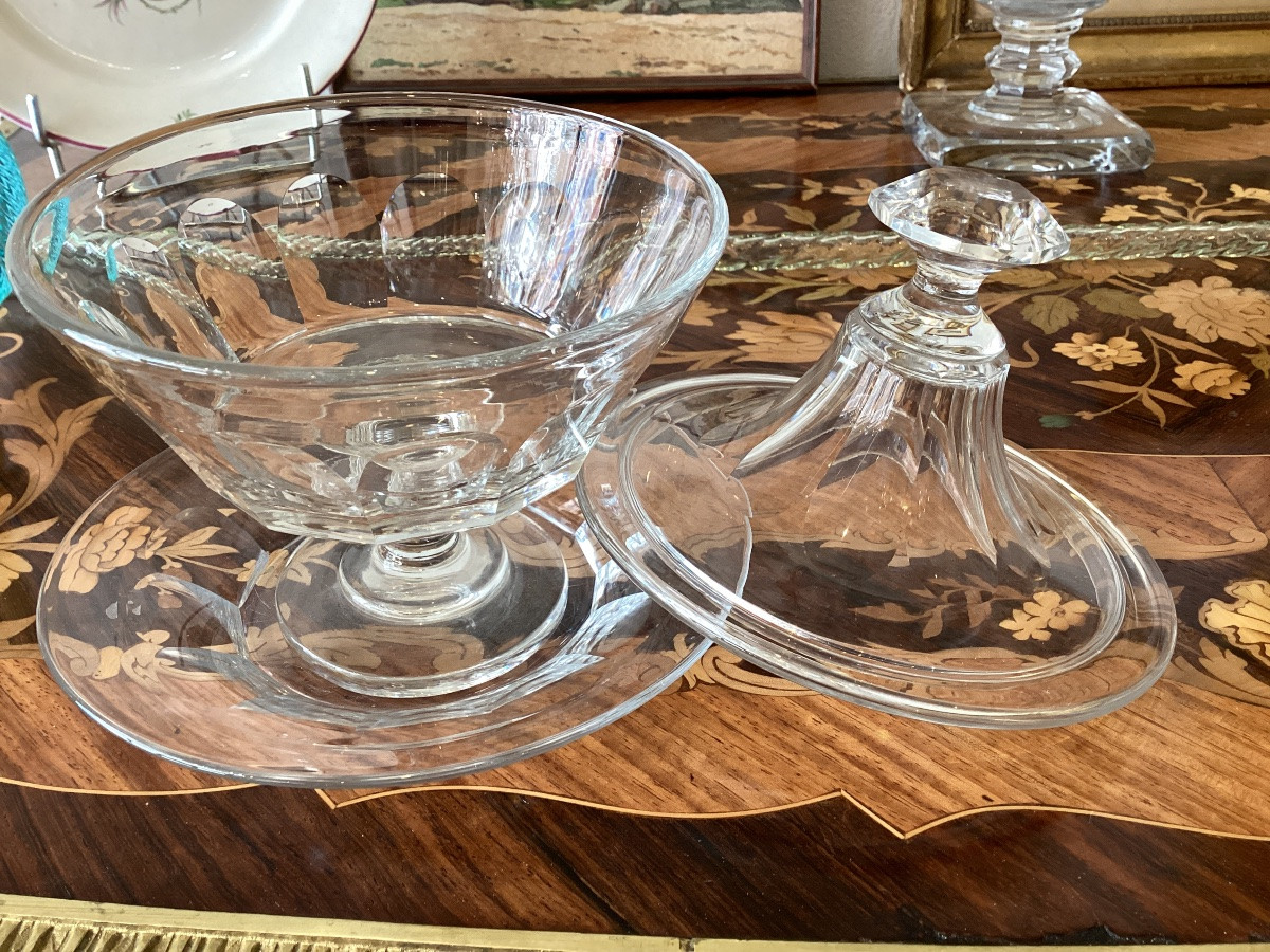 Paire de drageoirs en cristal a cotes avec leurs présentoirs  Baccarat ?-photo-5