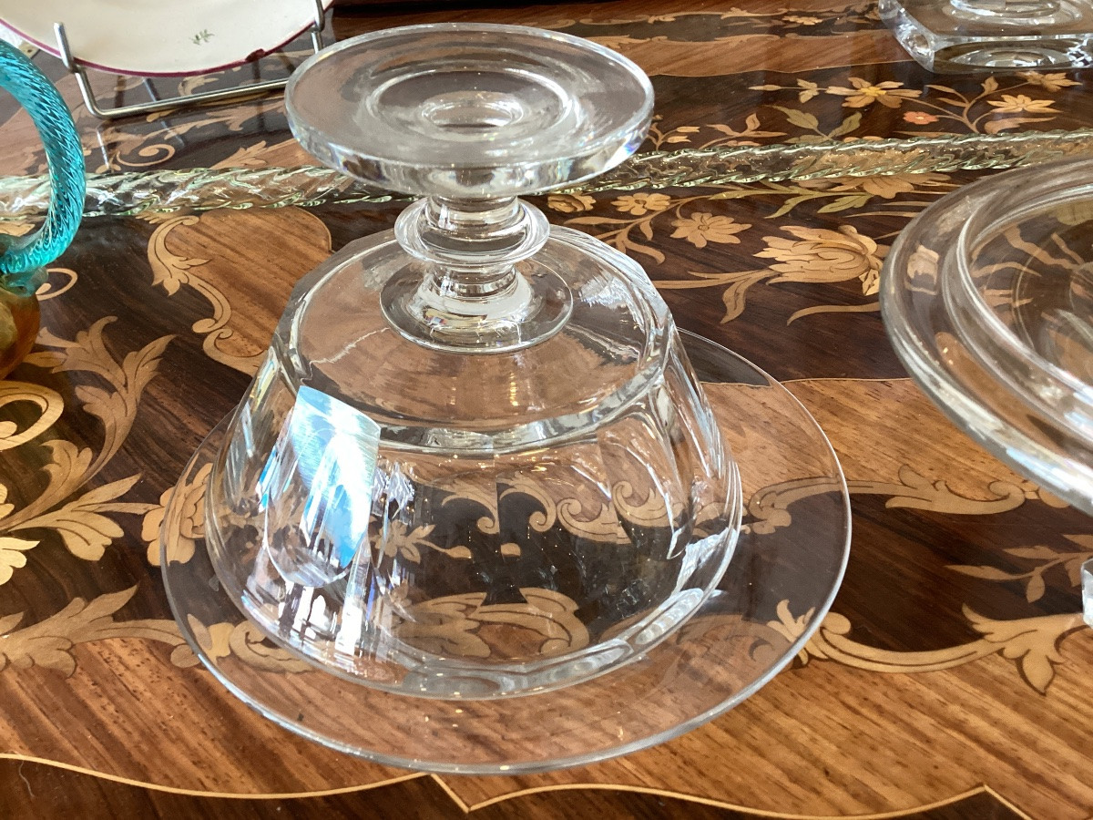Paire de drageoirs en cristal a cotes avec leurs présentoirs  Baccarat ?-photo-6