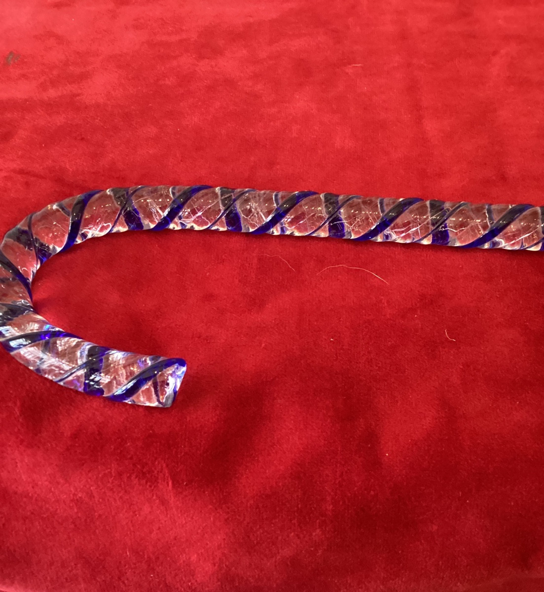 Glass Cane With Twisted Blue Thread-photo-2