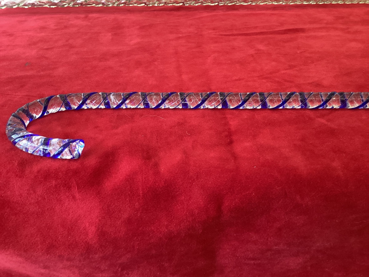 Glass Cane With Twisted Blue Thread-photo-3