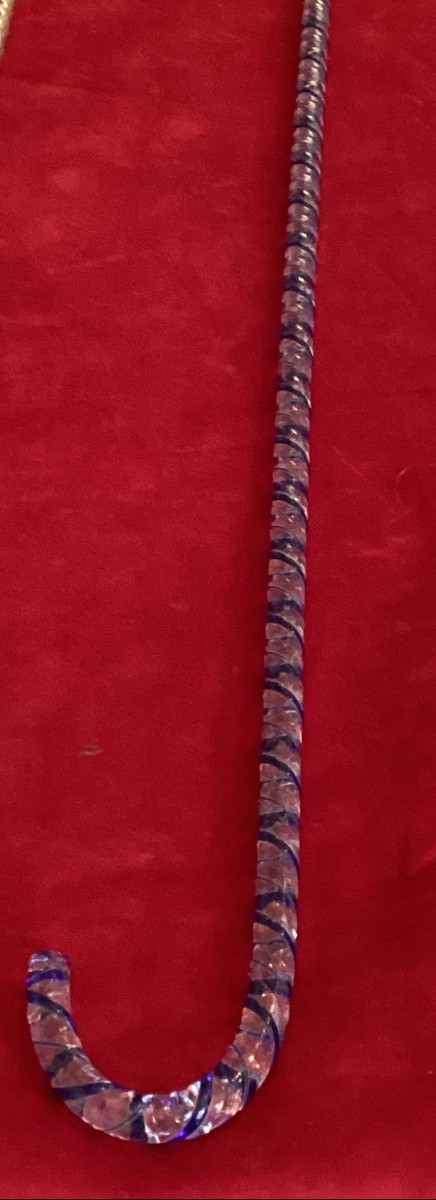 Glass Cane With Twisted Blue Thread