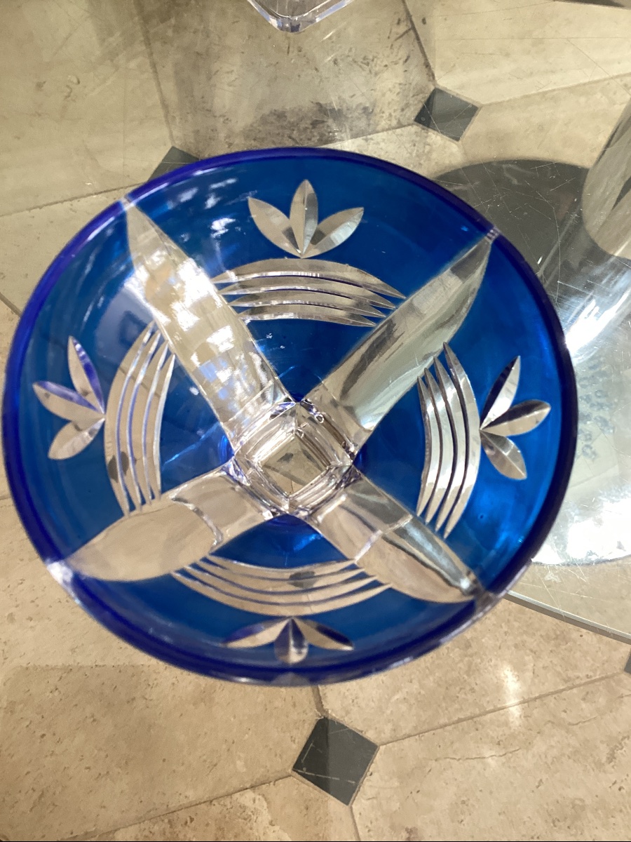 24-piece Art Deco Service Set In Blue-tinted Cut Crystal-photo-1