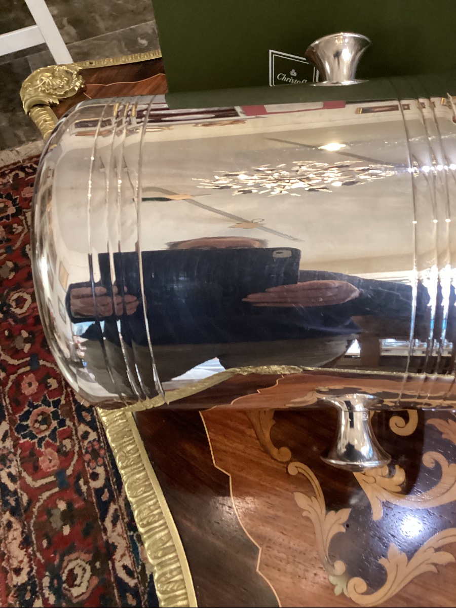 Christofle : Champagne Wine Bucket With Original Box, Almost As New,-photo-1