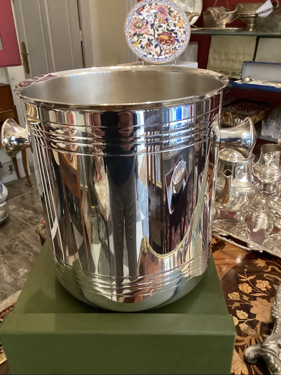 Christofle : Champagne Wine Bucket With Original Box, Almost As New,