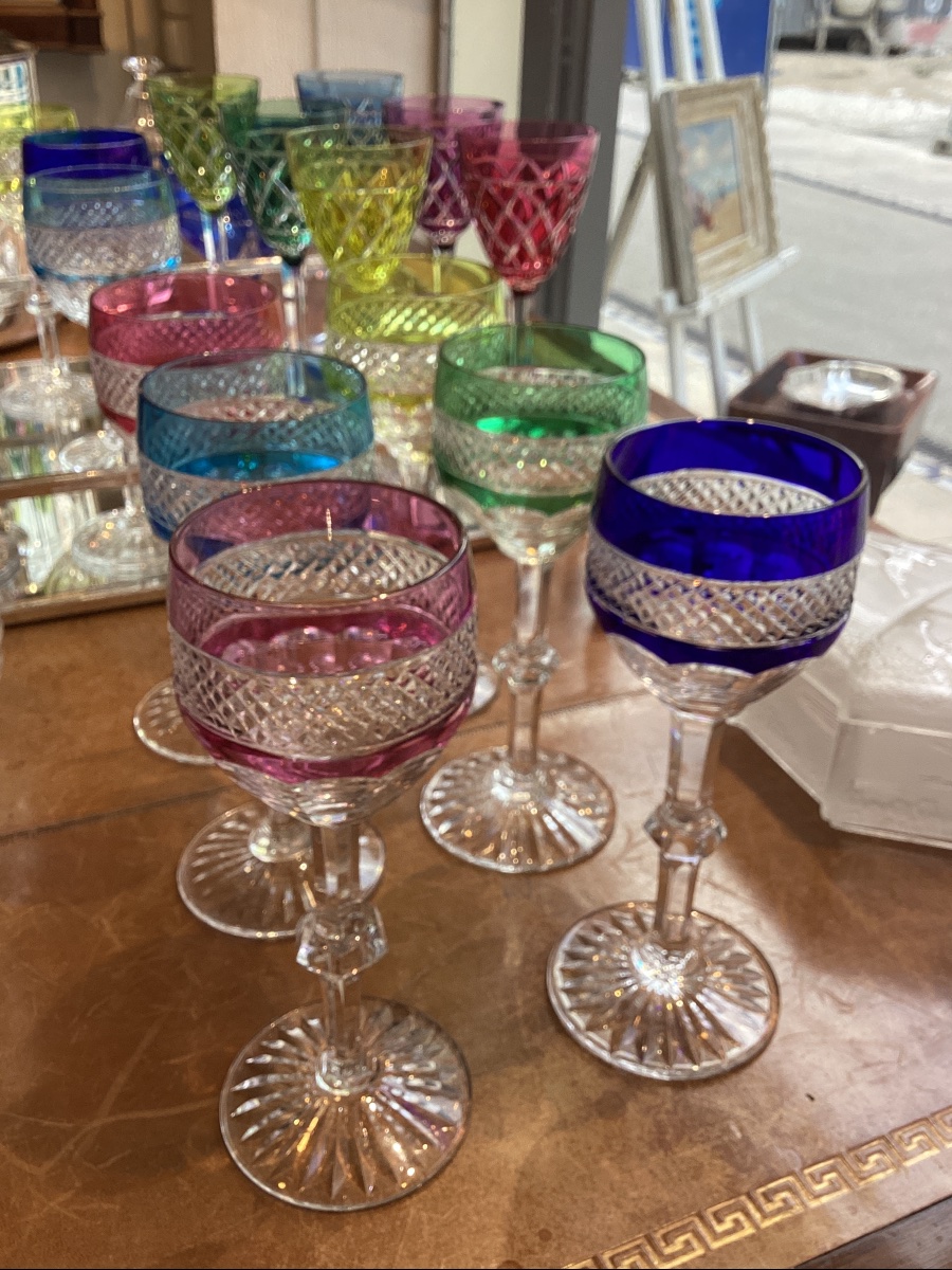 Saint Louis Model Trianon 6 Roemer Colored Glasses-photo-2