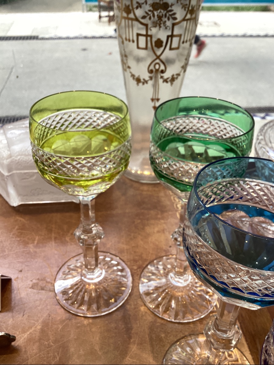 Saint Louis Model Trianon 6 Roemer Colored Glasses-photo-3