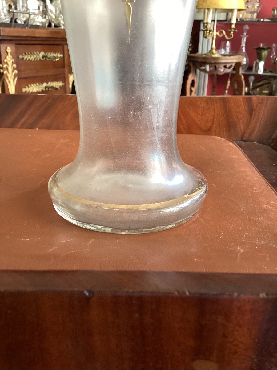 Vase en cristal vers 1900 attribué à Baccarat décor classique émaux or et couleur-photo-4