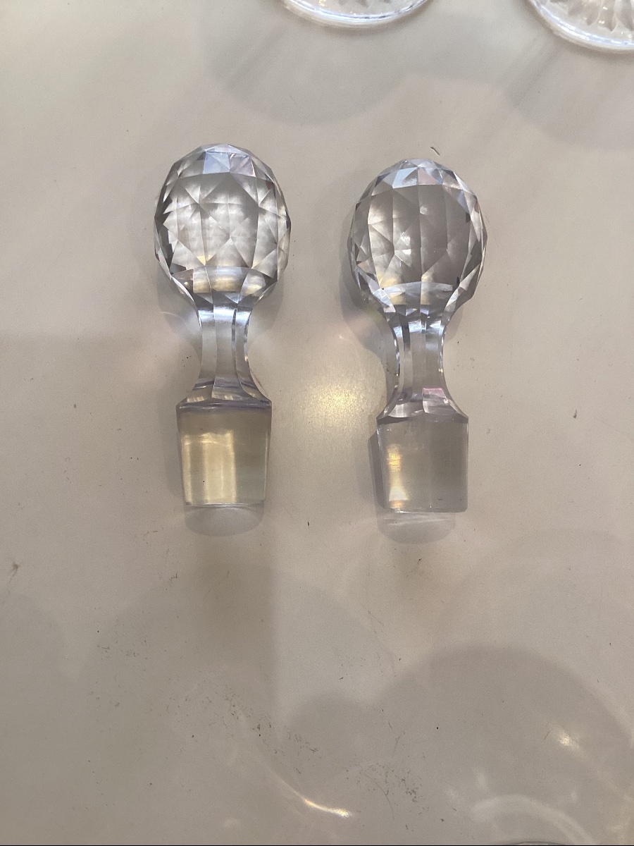 Baccarat modèle Colbert 2 carafes à vin 3 verres à eau et 4 verres à porto le tout pour réassor-photo-3