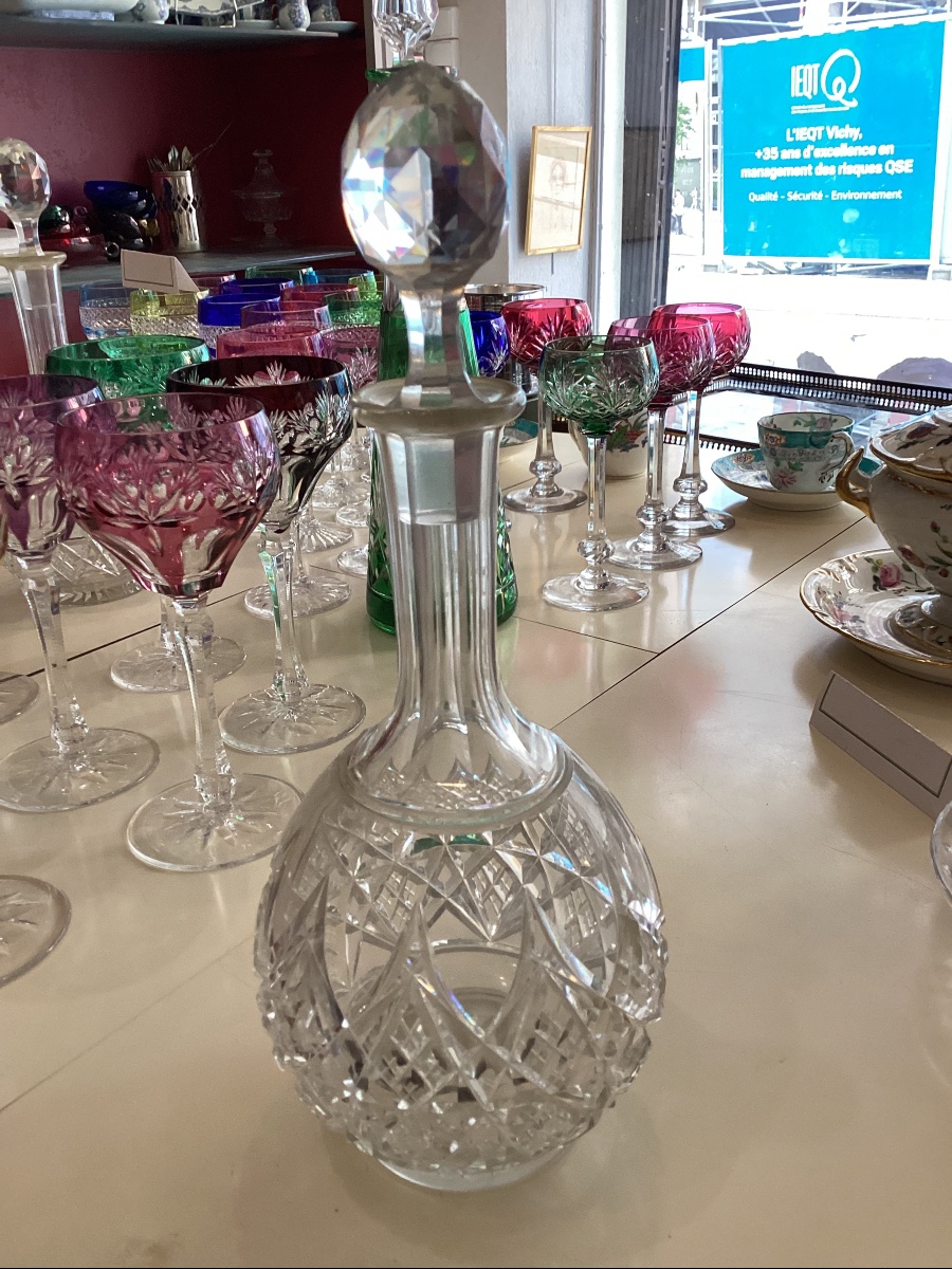 Baccarat modèle Colbert 2 carafes à vin 3 verres à eau et 4 verres à porto le tout pour réassor-photo-4