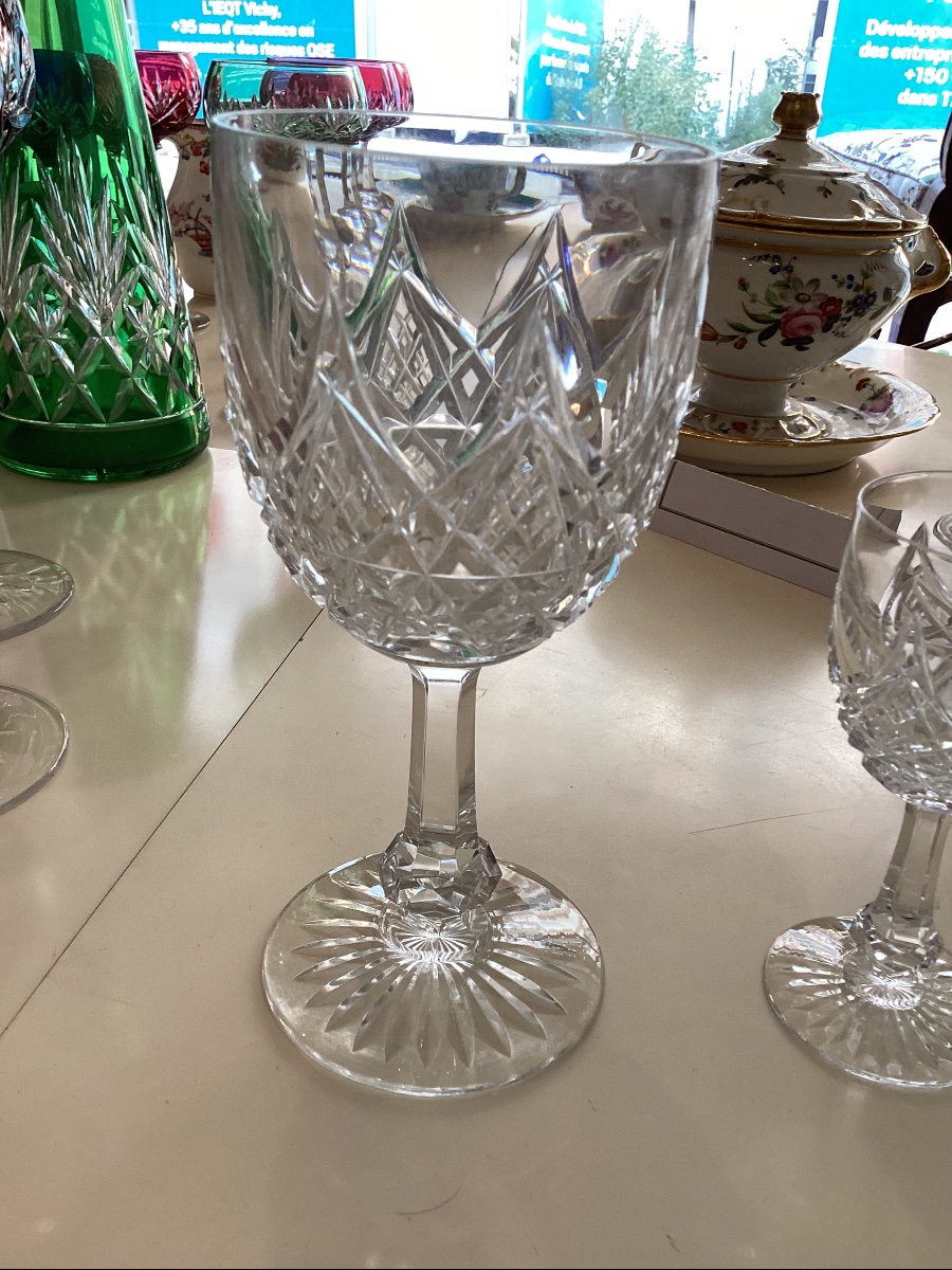 Baccarat modèle Colbert 2 carafes à vin 3 verres à eau et 4 verres à porto le tout pour réassor-photo-2
