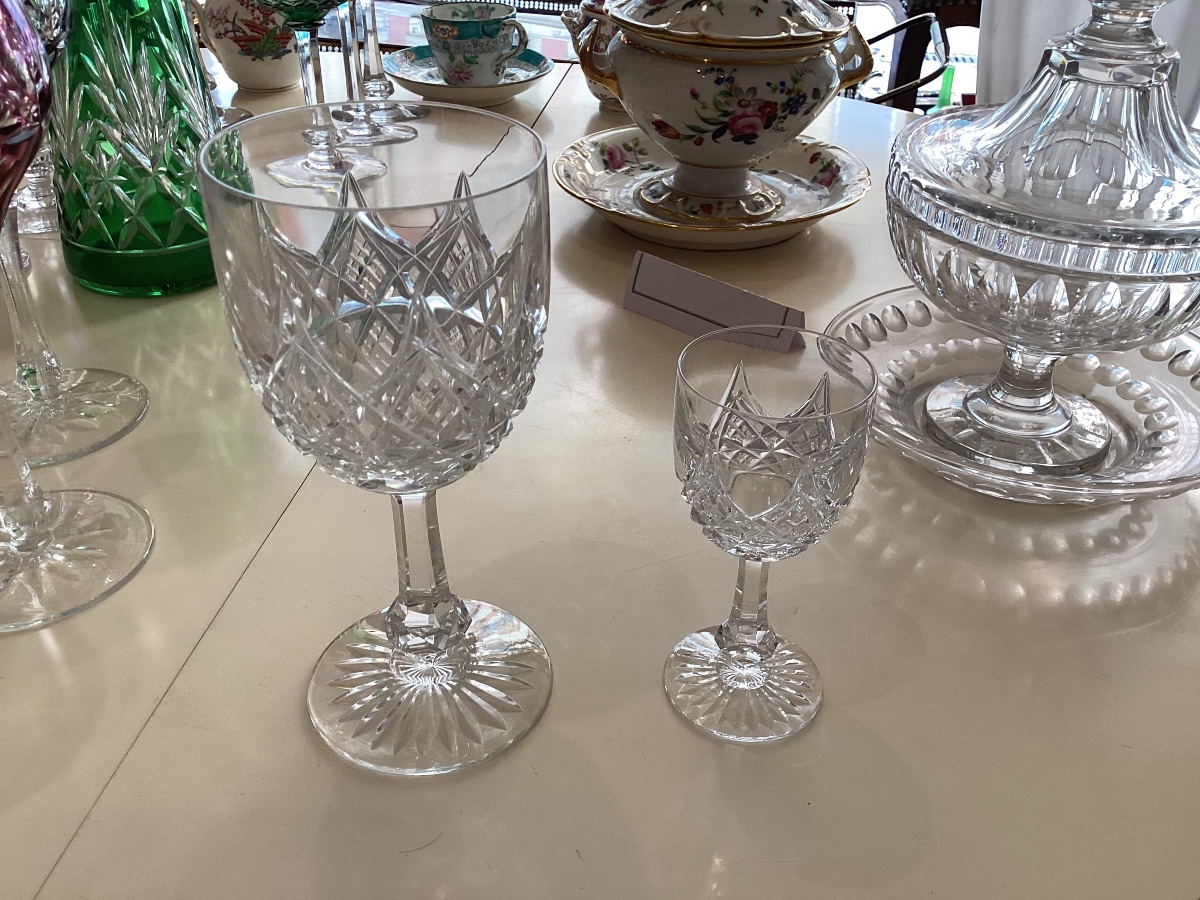 Baccarat modèle Colbert 2 carafes à vin 3 verres à eau et 4 verres à porto le tout pour réassor-photo-4