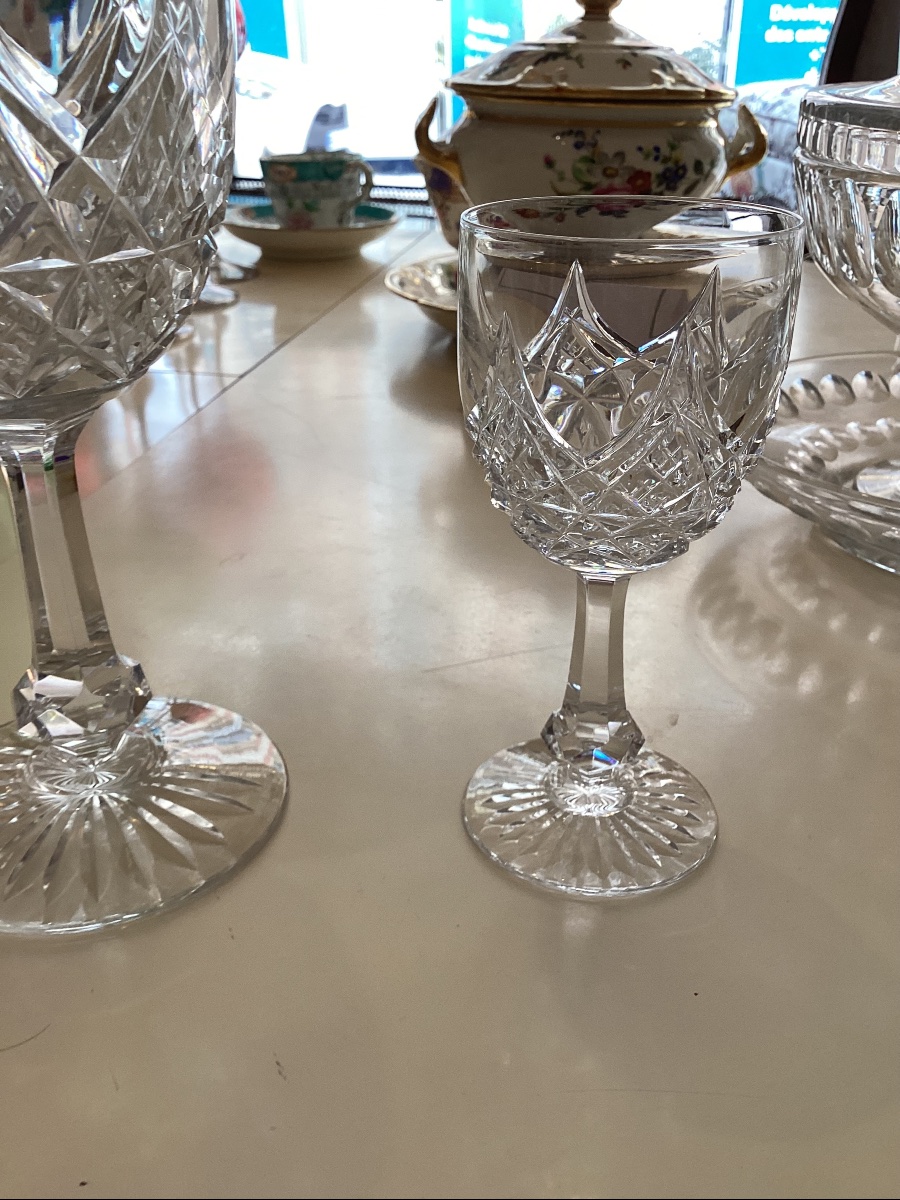 Baccarat modèle Colbert 2 carafes à vin 3 verres à eau et 4 verres à porto le tout pour réassor-photo-5