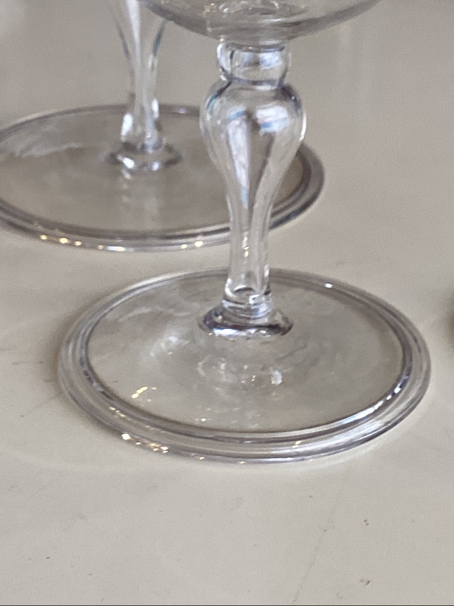 Suite de 32 verres en verre soufflé debut XIX eme monogramme-photo-2