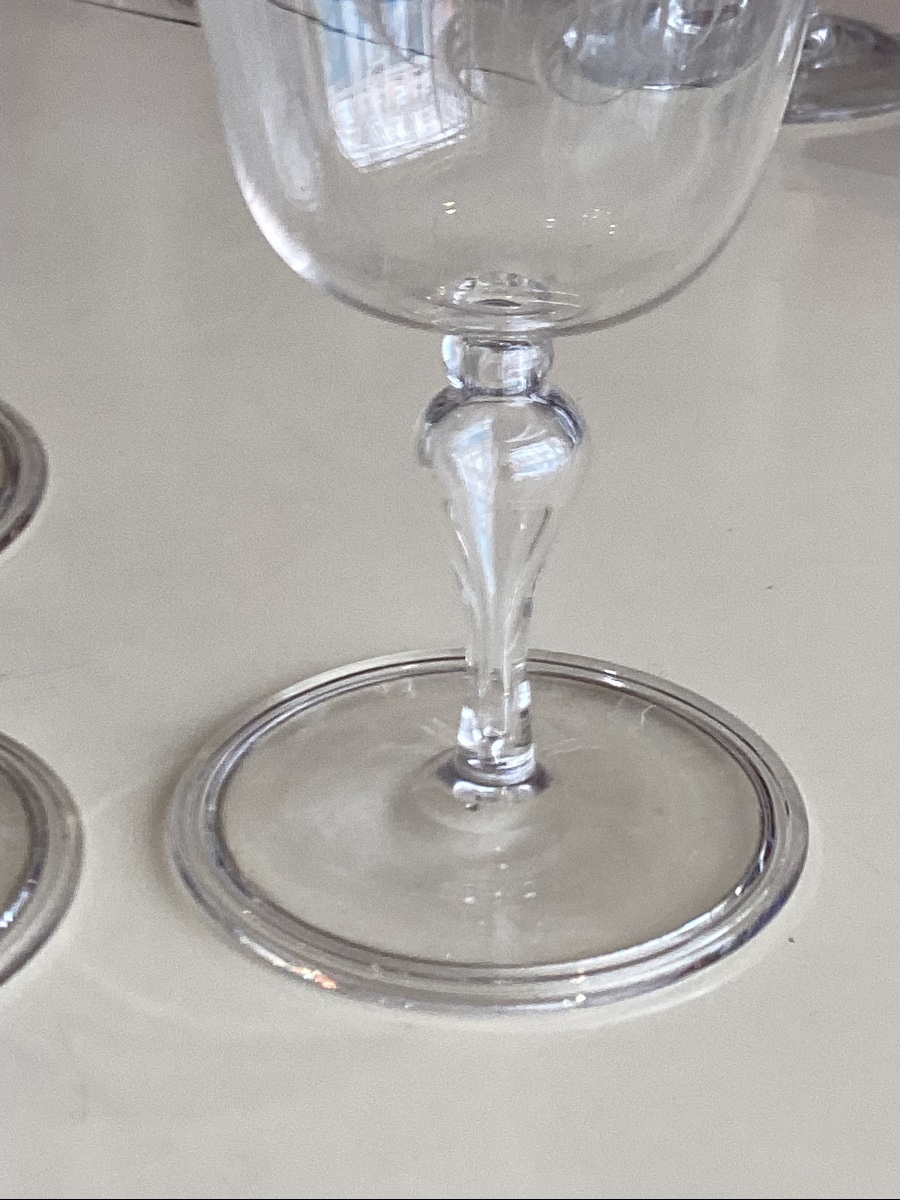 Suite de 32 verres en verre soufflé debut XIX eme monogramme-photo-3