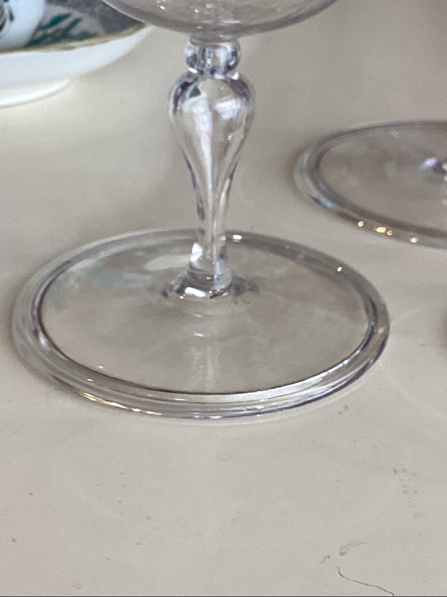 Suite de 60 verres en verre soufflé debut XIX eme monogramme-photo-3