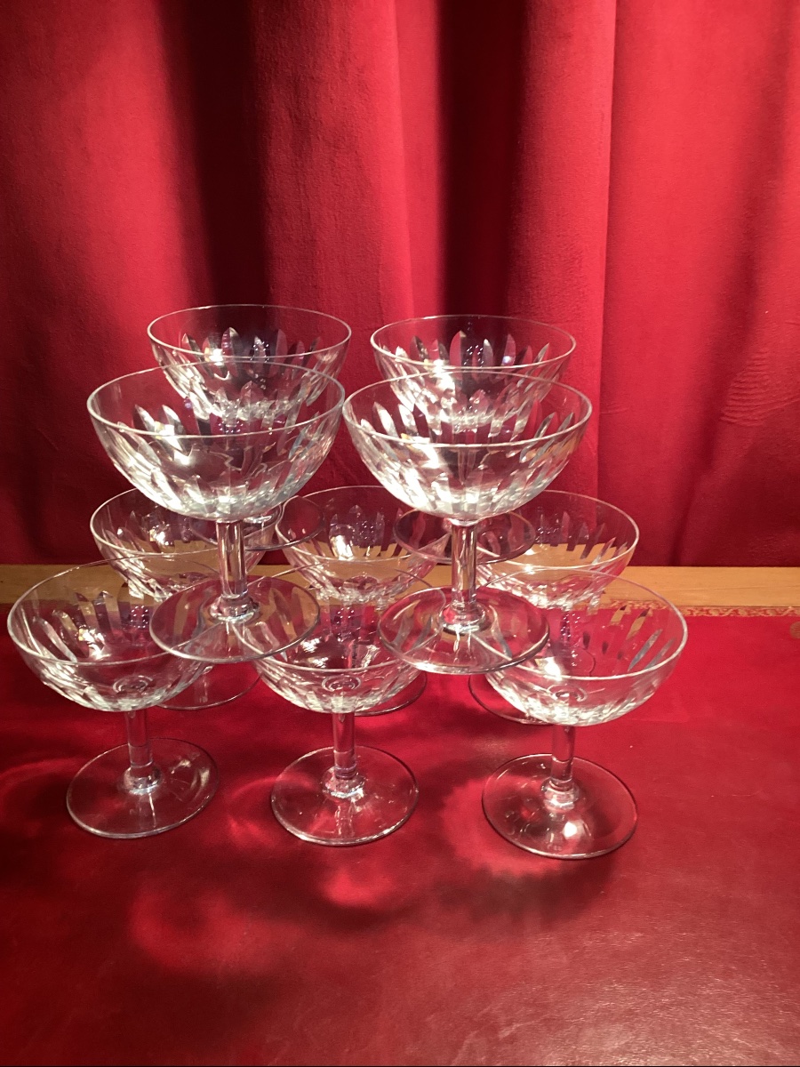 Baccarat, suite de 10 coupes à vin de champagne modèle Cassino-photo-2