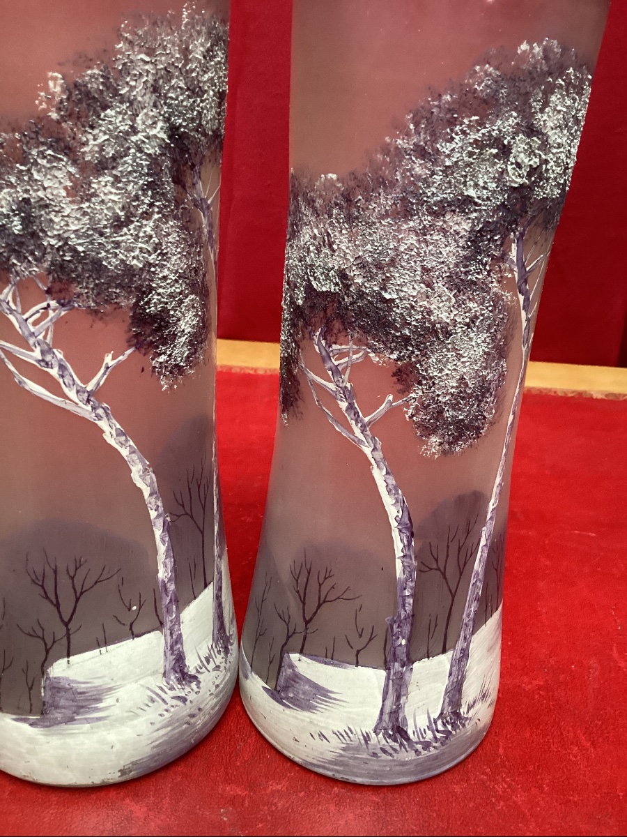 Legras paire de vases émaillés non signés mais modèle Iceberg -photo-2