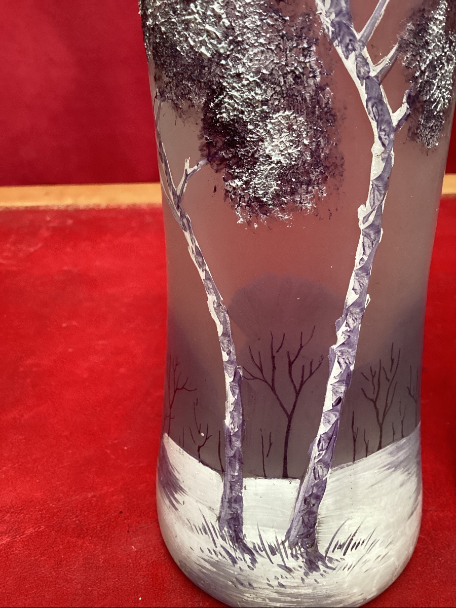 Legras paire de vases émaillés non signés mais modèle Iceberg -photo-4