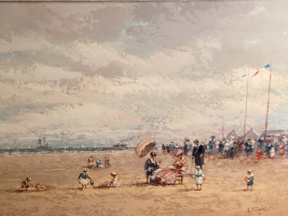 Escena De Playa Animada, Firmada: A.fouquet A Vue: 36 Cm X 45 Cm, Con Marco 62 Cm X 48 Cm-photo-3