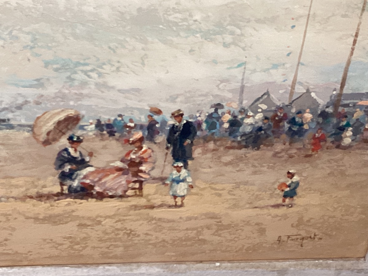 Escena De Playa Animada, Firmada: A.fouquet A Vue: 36 Cm X 45 Cm, Con Marco 62 Cm X 48 Cm-photo-6