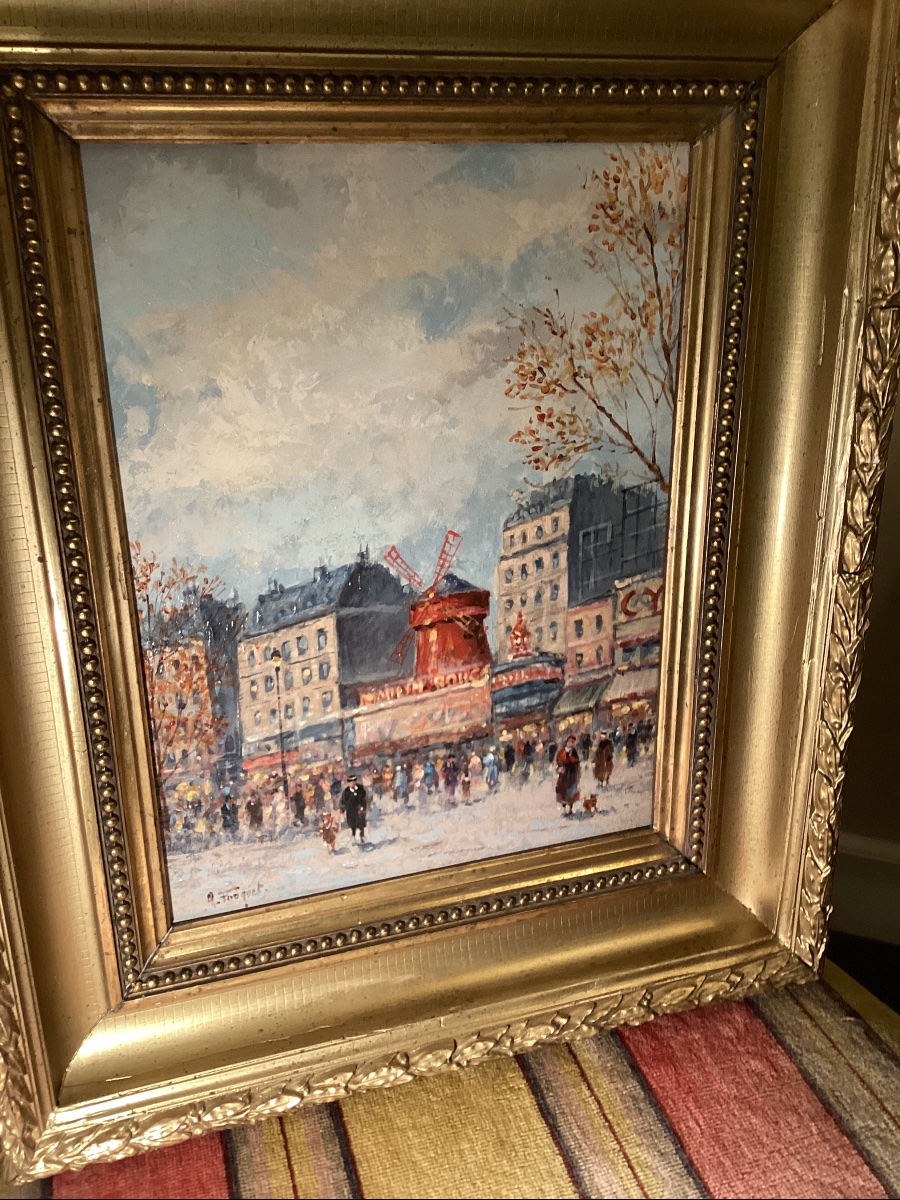 Le Moulin Rouge huile sur bois d’Armand Fouquet  né en 1904 -photo-4