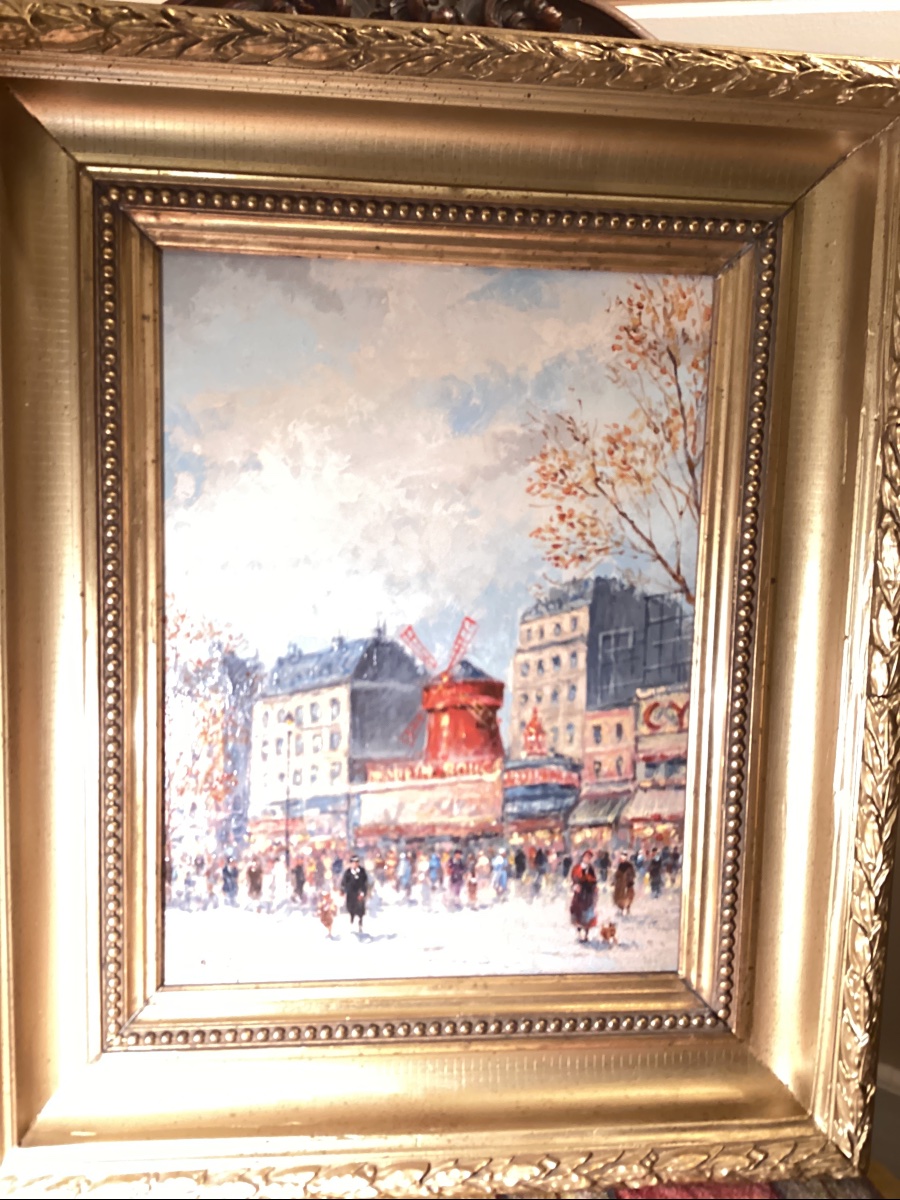Le Moulin Rouge huile sur bois d’Armand Fouquet  né en 1904 -photo-1