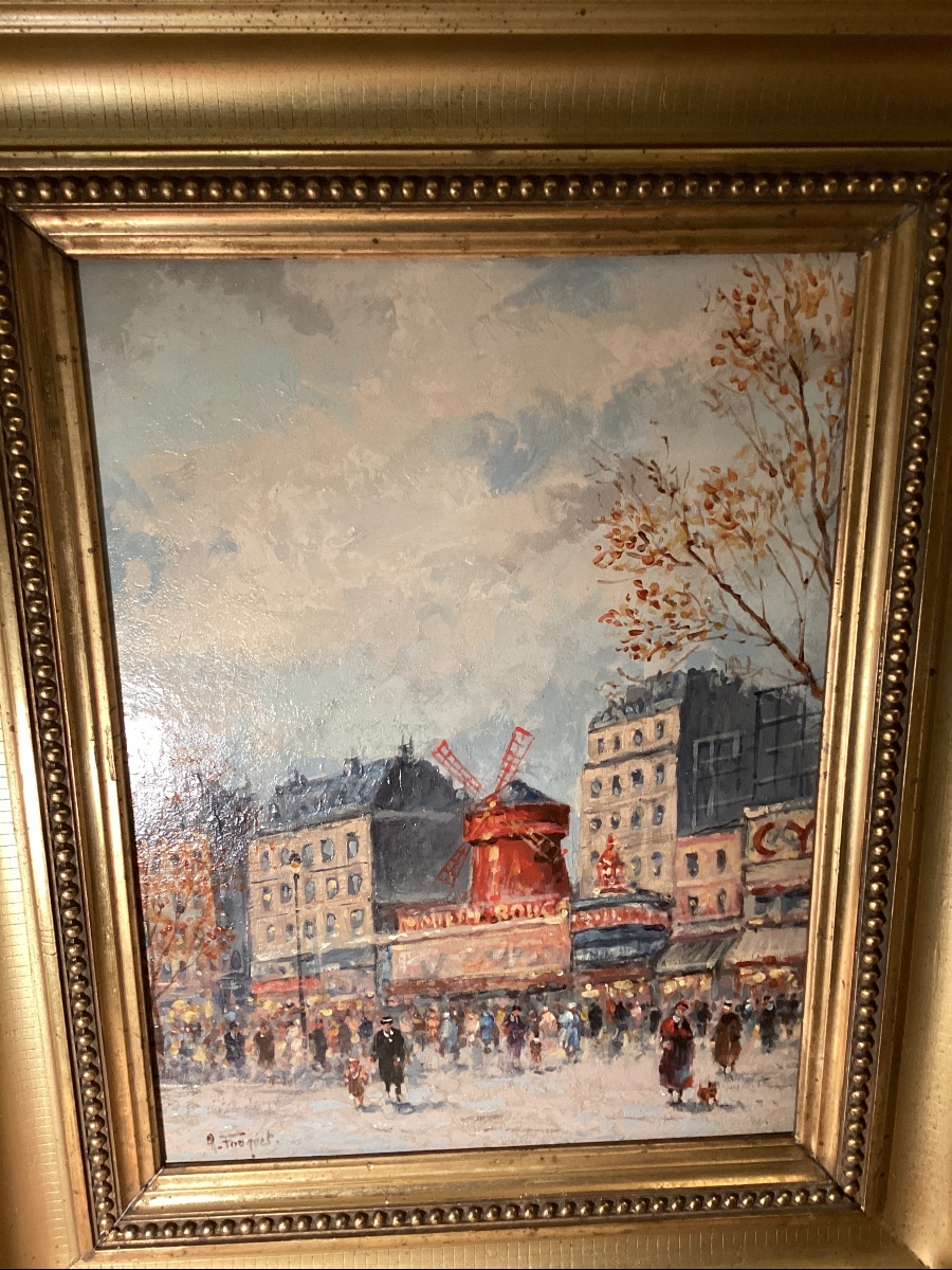Le Moulin Rouge huile sur bois d’Armand Fouquet  né en 1904 -photo-4