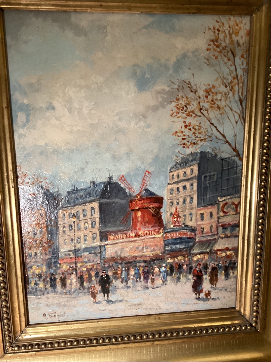 Le Moulin Rouge huile sur bois d’Armand Fouquet  né en 1904 