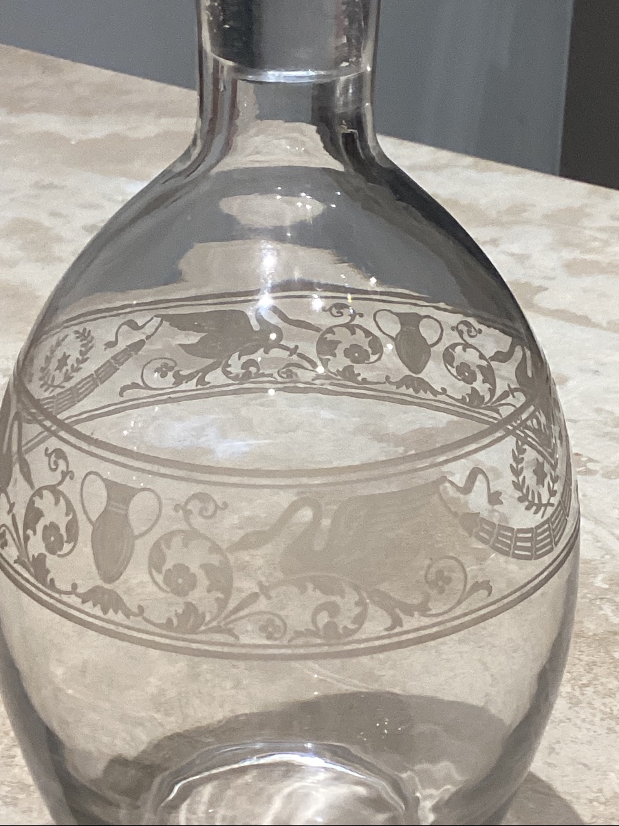 ,Baccarat paire de cristal gravé modèle Cygne avant 1938 période, à l’étiquette-photo-3