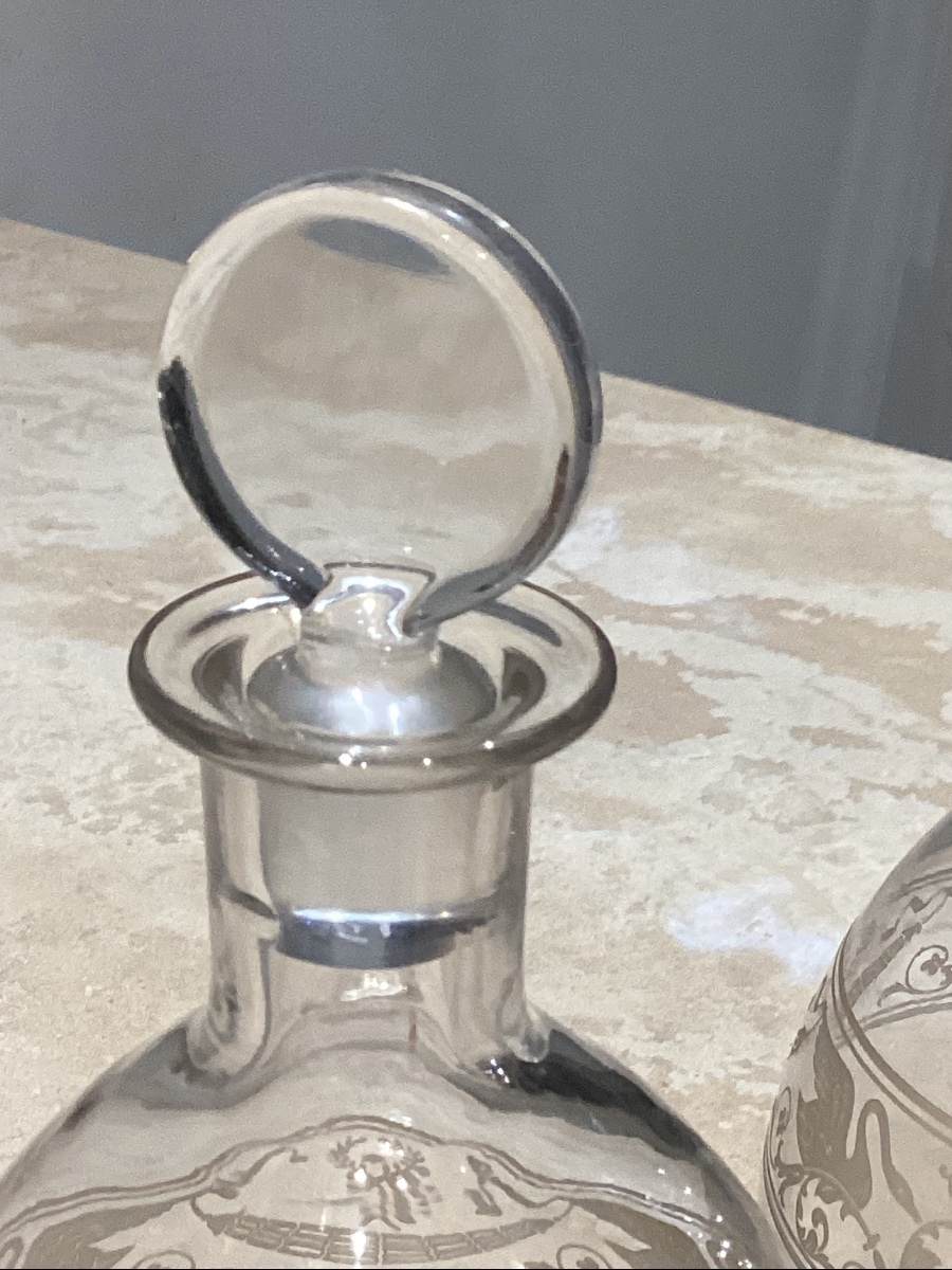 ,Baccarat paire de cristal gravé modèle Cygne avant 1938 période, à l’étiquette-photo-5