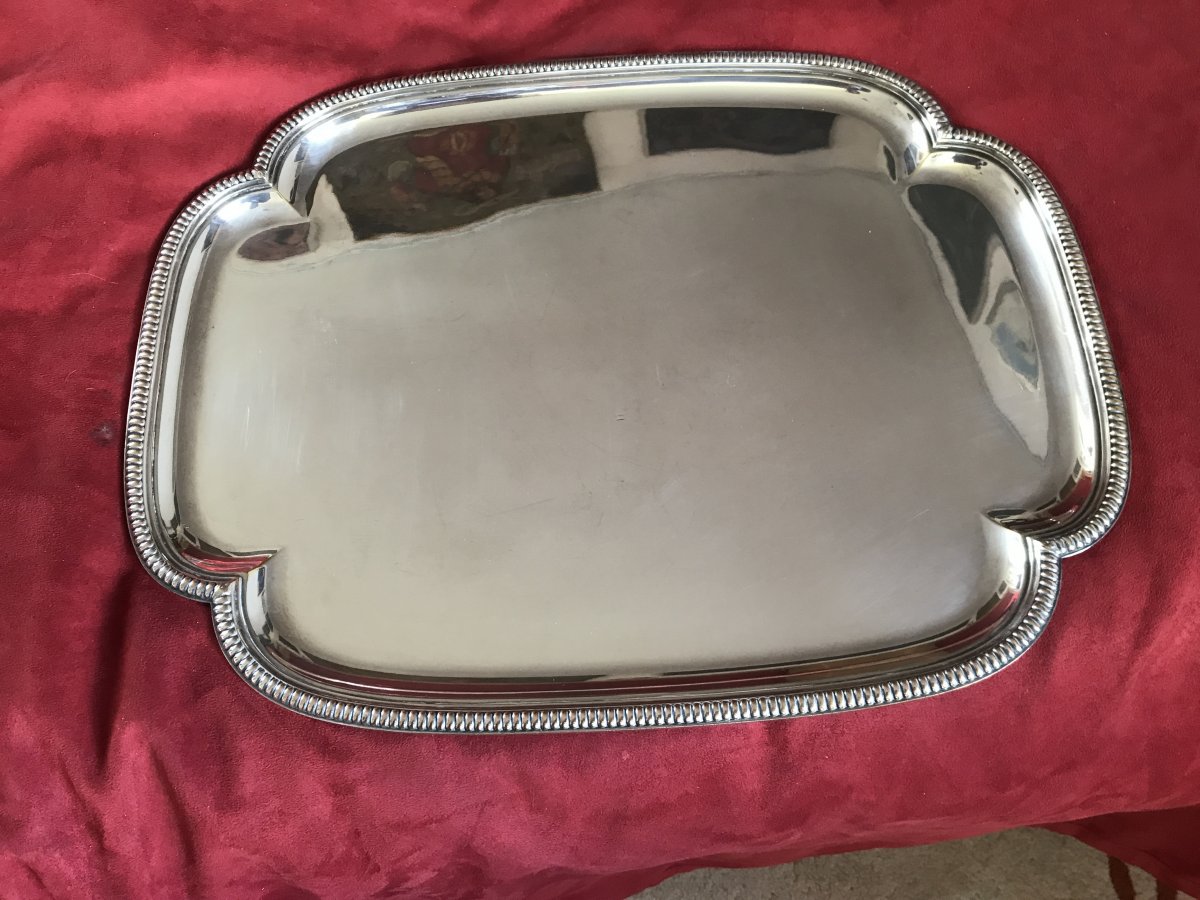 Large Polylobed Silver Metal Serving Tray