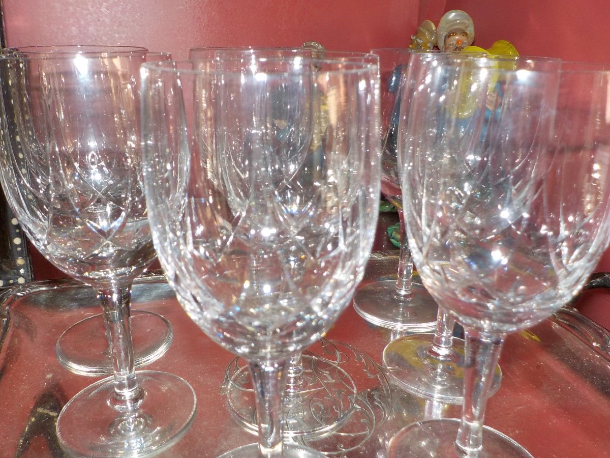 6 Non Signed Baccarat Crystal Glasses-photo-4