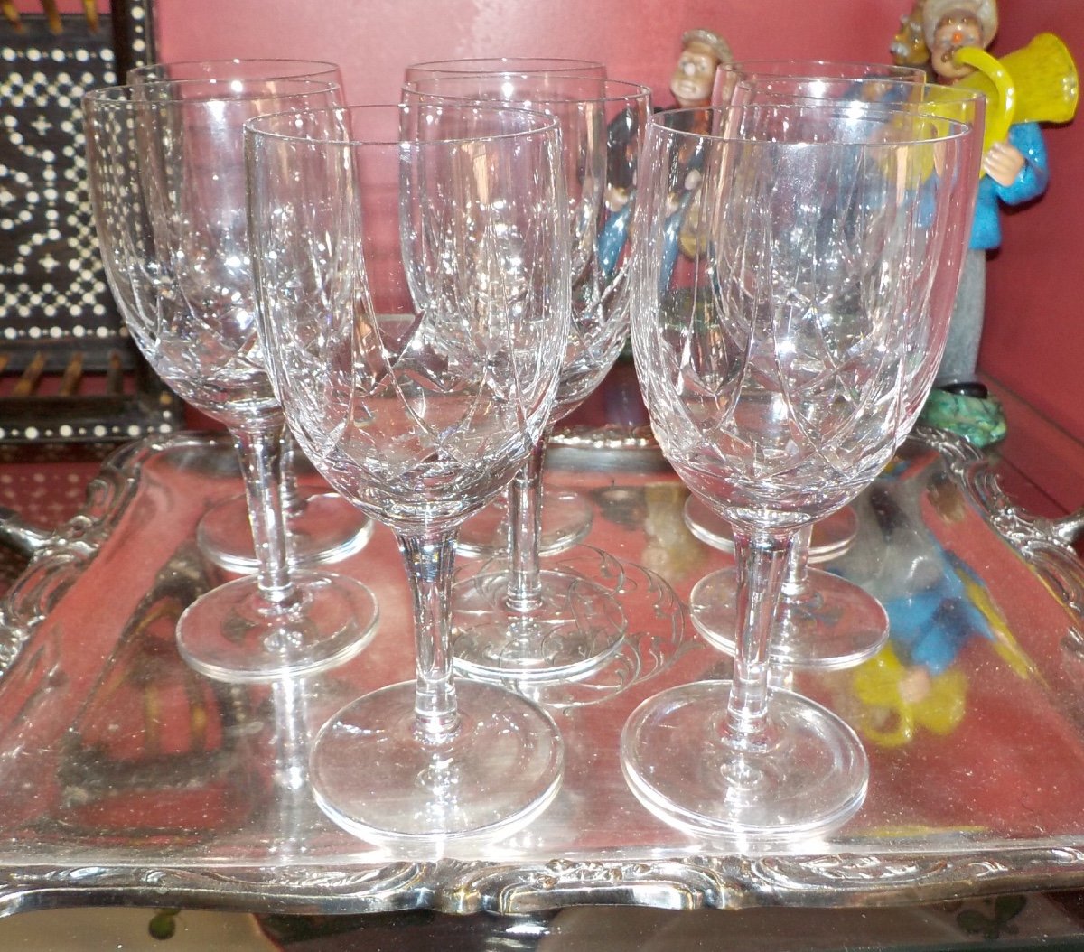 6 Non Signed Baccarat Crystal Glasses