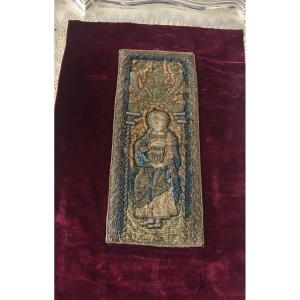 Orfroi Rectangular Panel Of A Saint End XVI Same Origin As The Orfroi Of Saint Mark