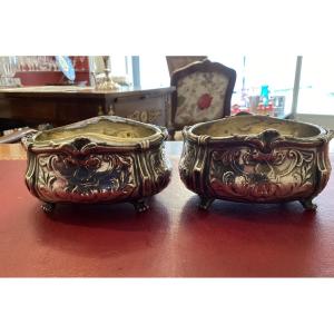 Christofle Pair Of Silver-plated Salt Cellars From The Hotel Ritz, With Their Crystal Interiors 