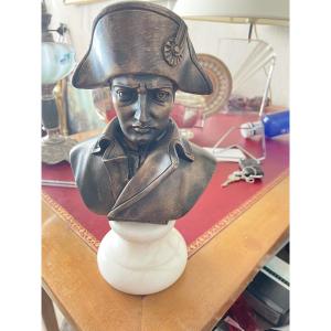 Bronze And Carrara Marble Bust Of Napoleon, A Souvenir From The Grand Tour In The Late 19th Century