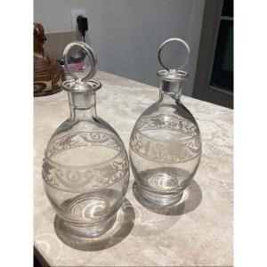 ,Baccarat paire de cristal gravé modèle Cygne avant 1938 période, à l’étiquette